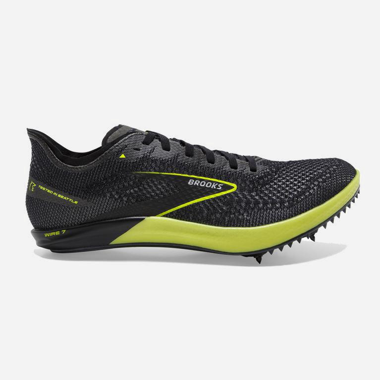 Brooks Men's Wire 7 Track & Cross Country Shoes Singapore - Black/Nightlife/GreenYellow (19780-YKQL)